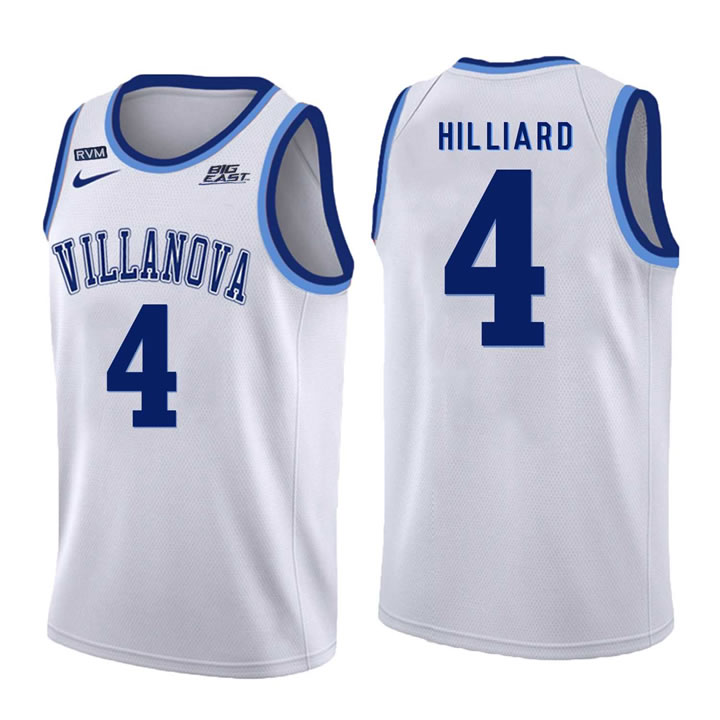 Villanova Wildcats #4 Darrun Hilliard White College Basketball Jersey